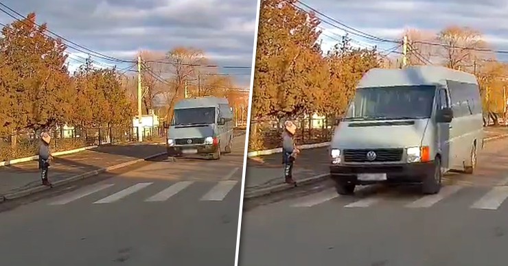 В Будештах микроавтобус едва не сбил ребенка на пешеходном переходе. Коллаж: Point.md