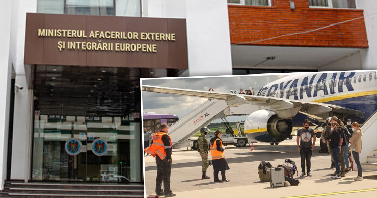МИДЕИ прокомментировало вынужденную посадку самолета Ryanair в Минске. Коллаж: Point.md
