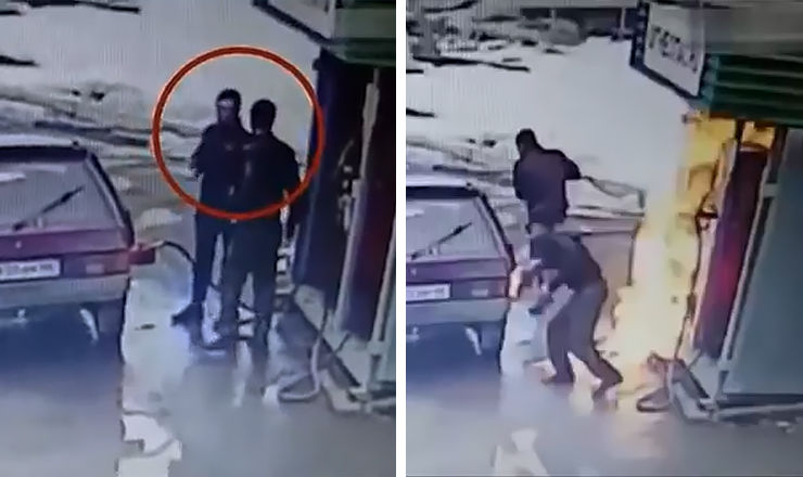 Курение на АЗС закончилось грандиозным пожаром.