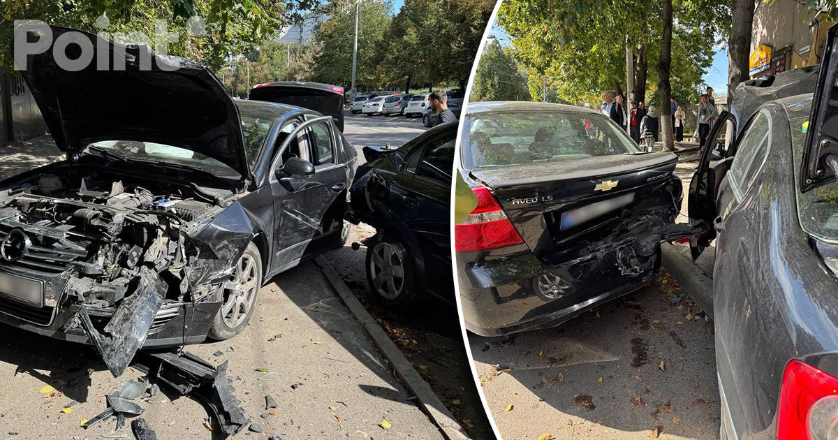 Accident rutier în Capitală: Trei automobile, grav avariate.