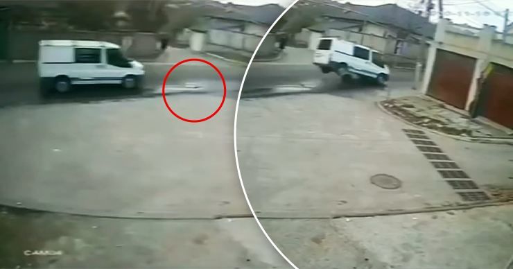 В Дурлештах автомобиль подбросило из-за крышки люка.