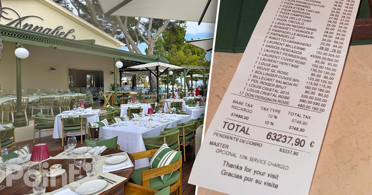 Notă de plată de 63.000 de euro, devenită virală într-un restaurant din Palma de Mallorca.