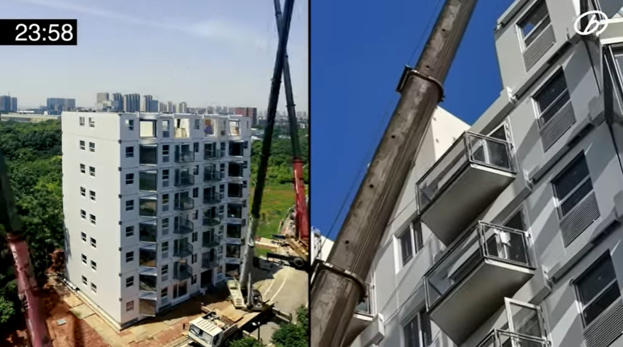 На видео, выпущенном Broad Group, показано, как выглядит процесс сборки здания. 