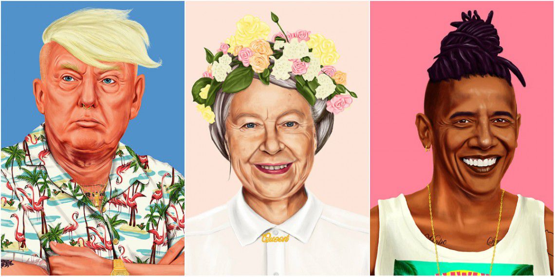 Amit Shimoni crează portrete ale marilor personalități istorice cu o notă de modern.
