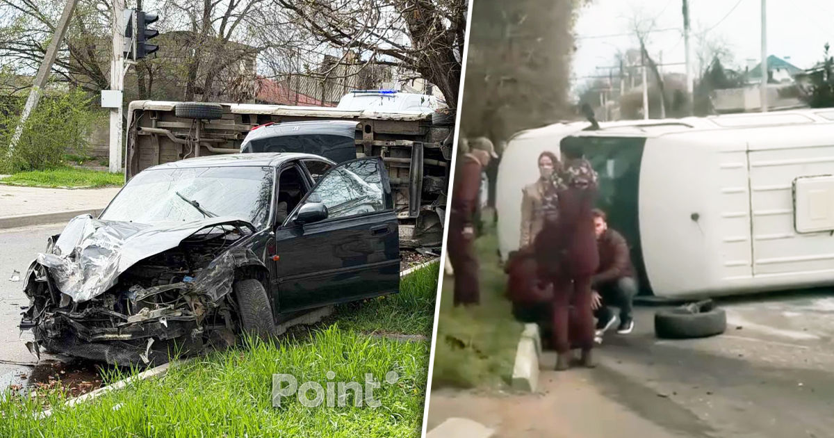 Accident la Tiraspol: Un microbuz cu pasageri s-a răsturnat.