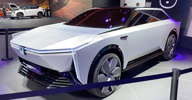 Представлены новые электромобили Honda с «рубленым» дизайном как у Tesla Cybertruck.