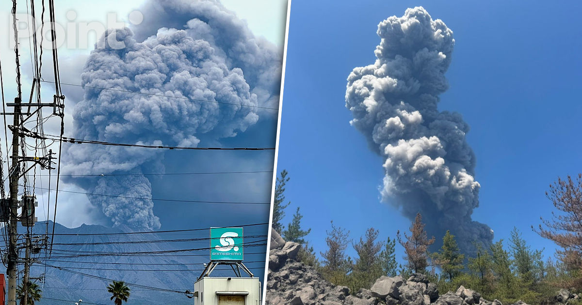 Un oraș japonez, acoperit de cenușă după trei erupții vulcanice.
