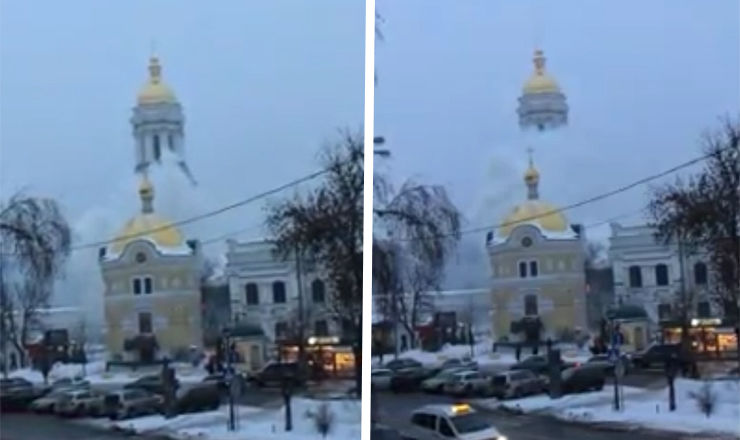 Опубликовано видео пожара в Киево-Печерской лавре.