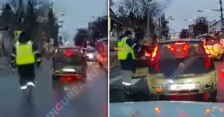 В столице полицейский бегом догнал водителя-нарушителя. Коллаж: Point.md