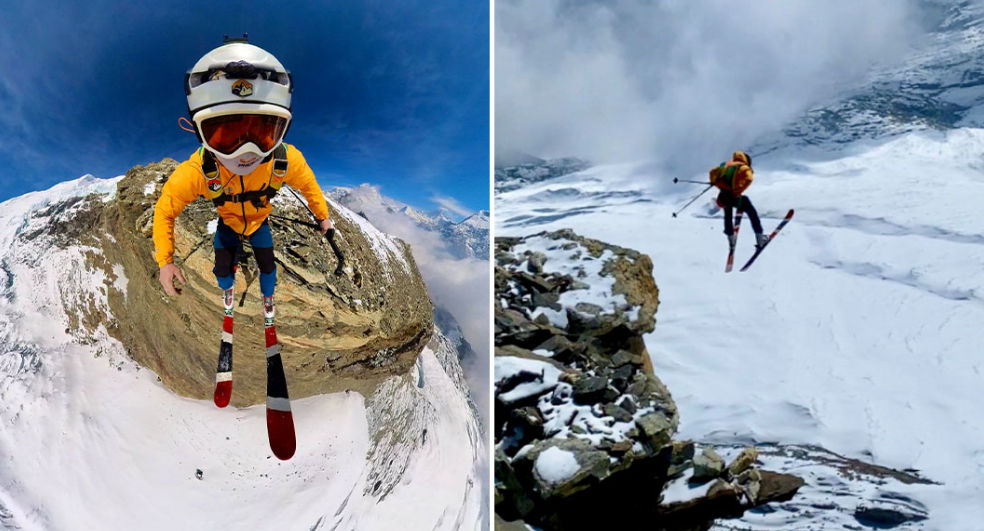 Record mondial: Un britanic a sărit de pe o stâncă din Himalaya cu schiurile.