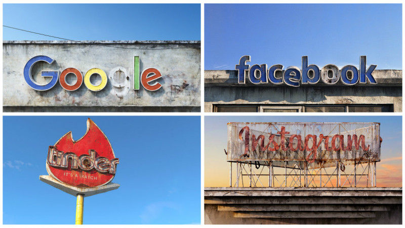 Un artist român şi-a imaginat logo-urile mâncate de rugină ale marilor companii tech. 