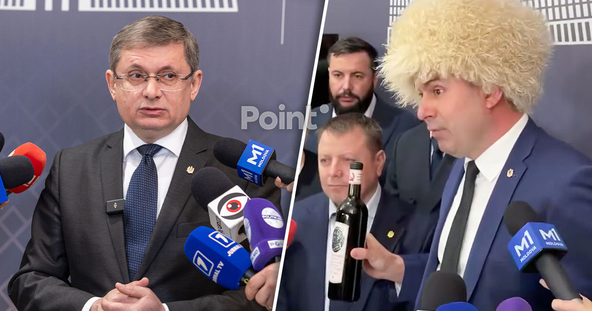 Costiuc a adus din Georgia o sticlă de vin cu seceră și ciocan: Generalisimusului Grosu.