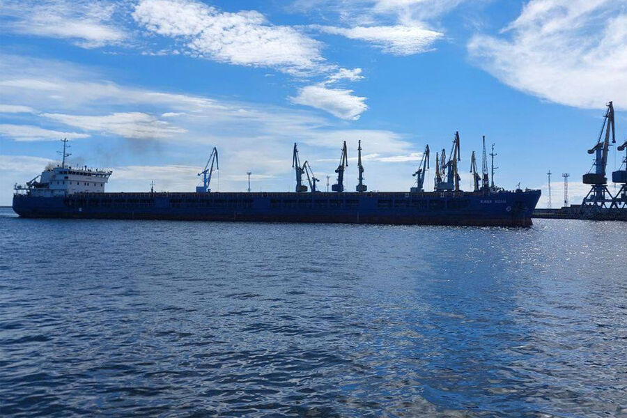 Из порта в Бердянске вышло первое торговое судно с зерном.