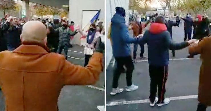 Во Франкфурте молдаване танцуют хору, стоя в очереди в участок. Коллаж: Point.md