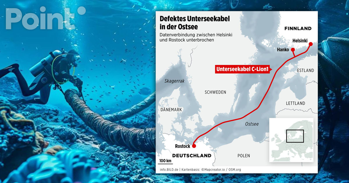 Cablul submarin de fibră optică dintre Germania și Finlanda este deteriorat.
