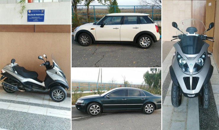 Mijloace de transport cu acte false și căutate pe Interpol, confiscate. Foto: Colaj Point