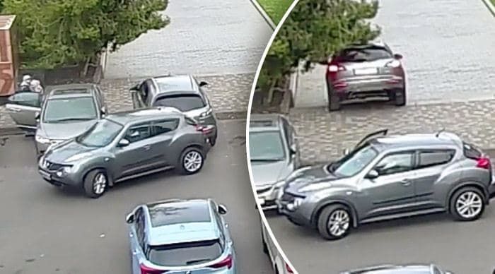 В Одессе женщина устроила "боулинг" с автомобилем на парковке.