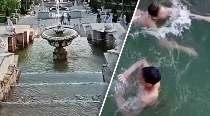 Подростки искупались в фонтане в парке Валя Морилор.