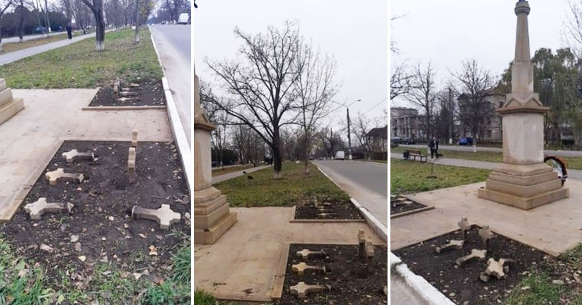 Vandalii care au distrus monumentul eroilor din Florești, obligați de instanță să achite 12.000 de lei.
