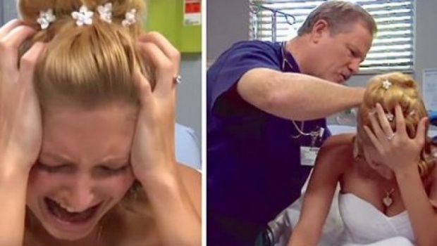 Mireasa plângea isteric la nuntă! Medicii, șocați când au văzut ce are în cap Foto: captură video