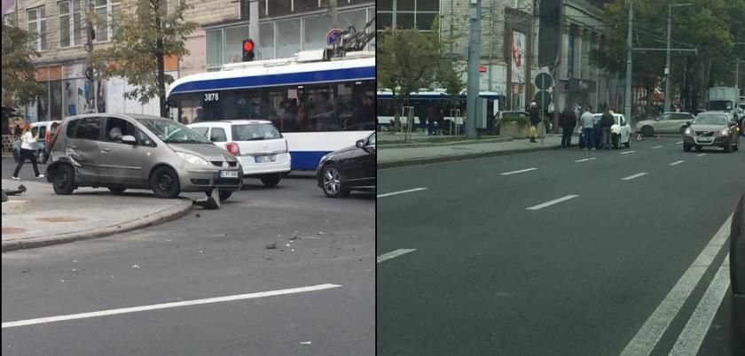 Accident în centrul Capitalei: Taximetru accidentat