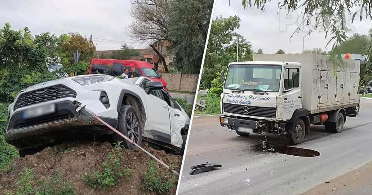 Accident la Tohatin: O șoferiță a derapat cu mașina de pe traseu.