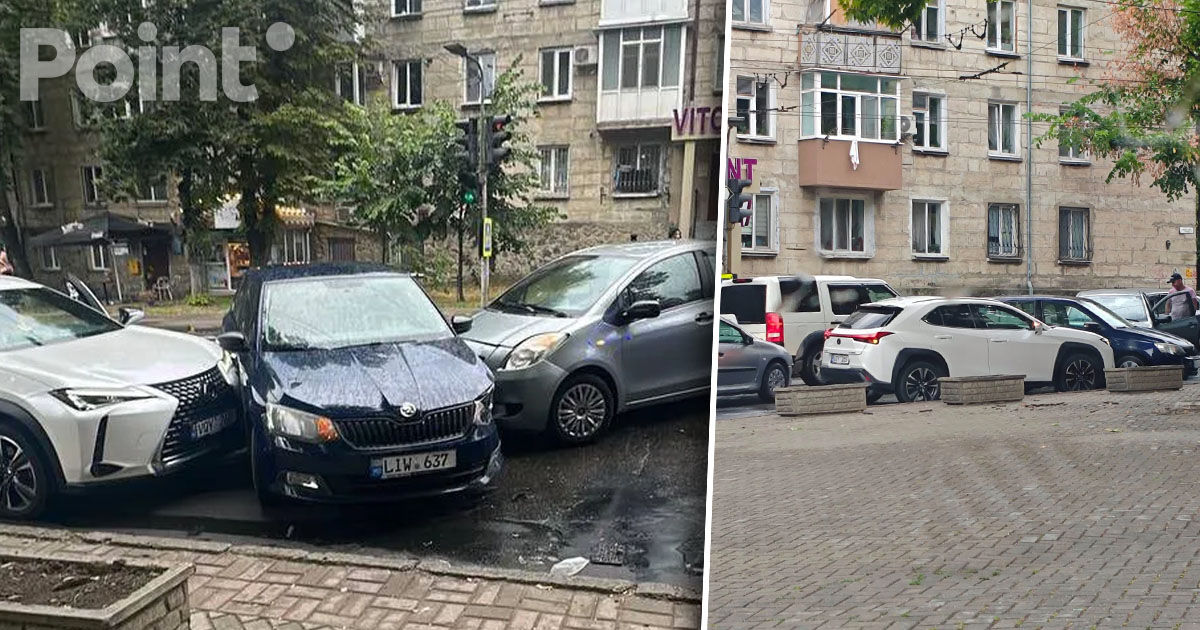 Accident cu implicarea a trei automobile în Capitală: Un șofer a suferit leziuni.