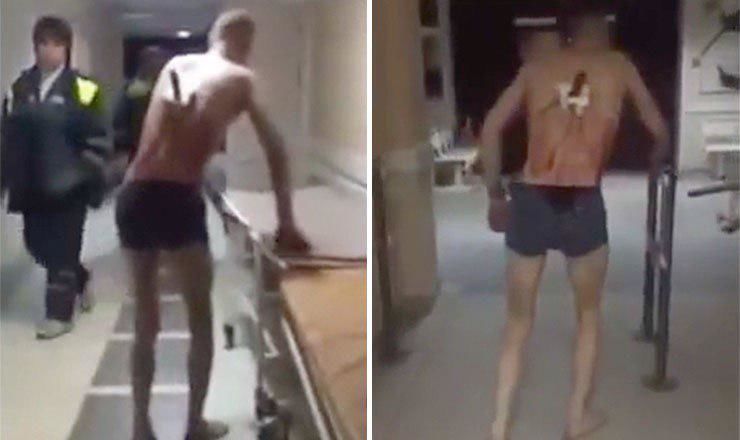 В больнице пациент с ножом в спине пошел покурить.