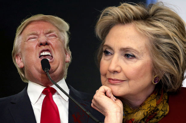 Trump si Clinton nu isi arunca replici, ci canta in duet, de parca ar fi parteneri de scena. Foto: telegrafonline.ro