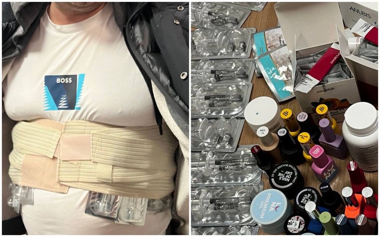 Un bărbat, reținut la postul vamal Palanca cu produse cosmetice ascunse sub haine.