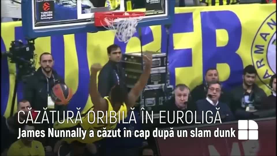 Căzătură oribilă: James Nunnally a căzut în cap după un slam dunk. Foto: publika.md