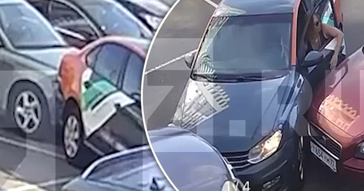 В Москве девушка протаранила три авто при попытке припарковаться на каршеринге. Коллаж Point.md.