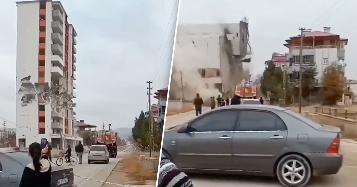 В Турции при попытке сноса здание рухнуло на рядом стоящие дома.