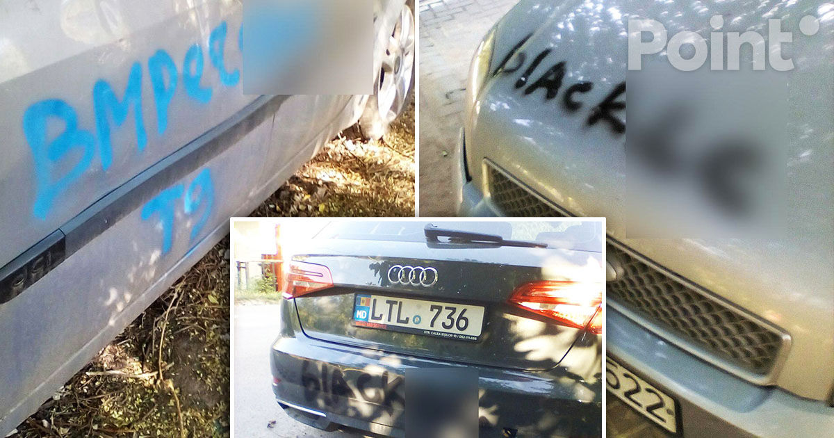 Mai multe mașini din Capitală, vandalizate: Reclame pentru magazine online de droguri.