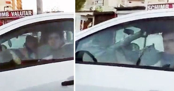 В Кишинёве водитель управлял машиной с ребенком на руках.