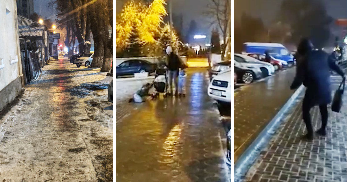 Улицы Кишинёва превратились в каток: граждан призывают к осторожности. Коллаж: Point.md