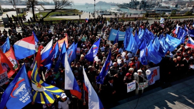 Cu toate acestea, mulţi dintre participanţi la manifestaţie au vrut să demonstreze puterea Rusiei.