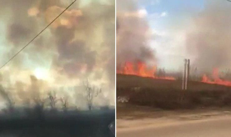 Пожар в Бубуечь: загорелась сухая трава