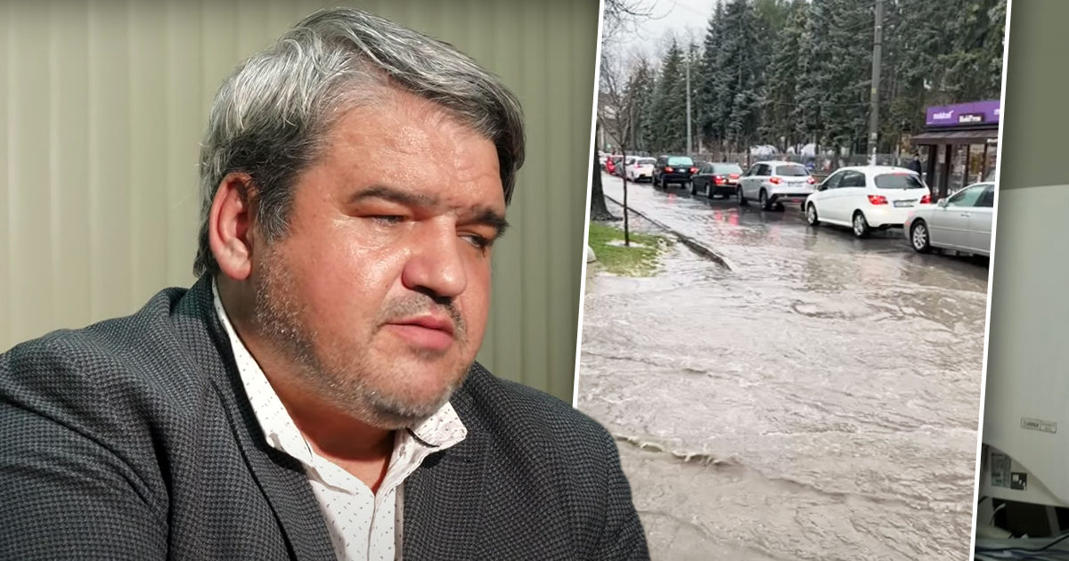 Михалаке о лужах на ул. Бэнулеску-Бодони: При ремонте дорог была допущена ошибка. Коллаж: Point.md
