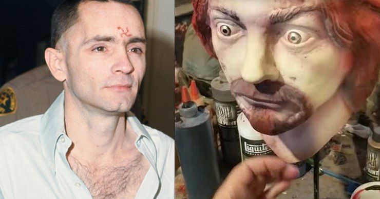 Художники украсили пеплом две маски Чарльза Мэнсона. Фото: Point.md.