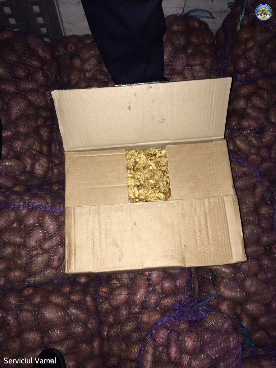 Miez de nucă în valoare de aproximativ 250 mii lei, depistat la frontiera moldo-ucraineană. Foto: customs.gov.md