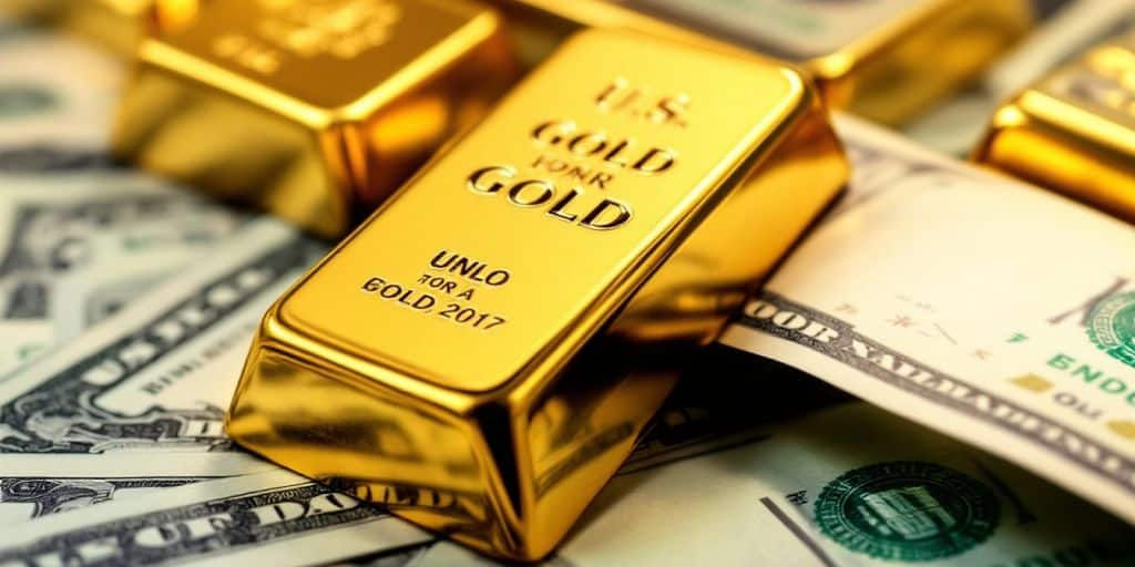 Aurul a scăzut ca preț din cauza dolarului puternic și a războiului din Orientul Mijlociu.