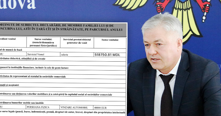 Глава Таможенной службы задекларировал зарплату около 43 тысяч леев в месяц. Коллаж: Point.md