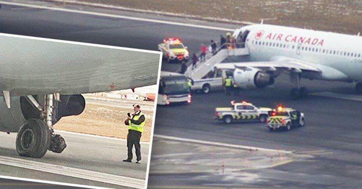Самолет авиакомпании Air Canada приземлился в Торонто без одного колеса.