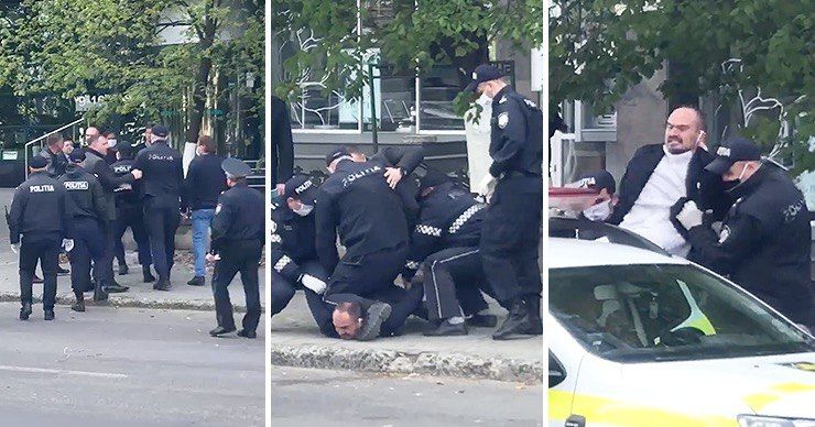 Задержание активиста Андрея Доникэ сняли на видео.