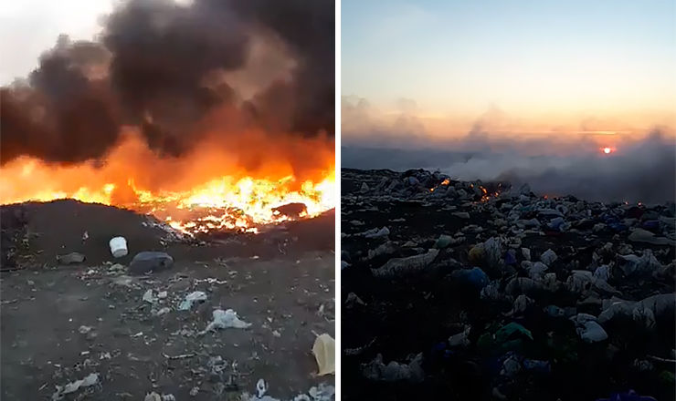 В селе Бульбоака загорелась свалка.