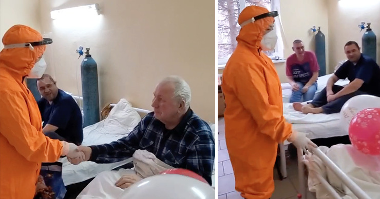В Приднестровье в госпитале ВОВ поздравили с днем рождения 80-летнего юбиляра. Коллаж: Point.md.
