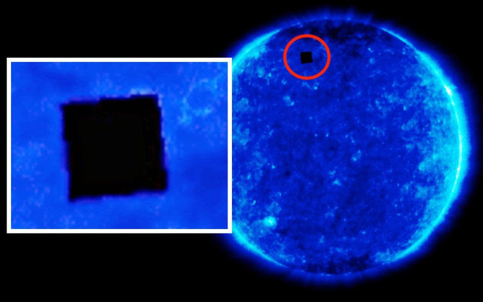 Обсерватория NASA сделала снимок Солнца, на котором виден черный квадрат. Фото: nasa.gov.