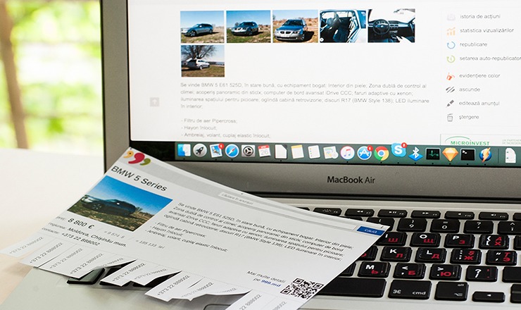 „Printează-ți anunțul” – un nou serviciu de la 999.md Foto: 999.md