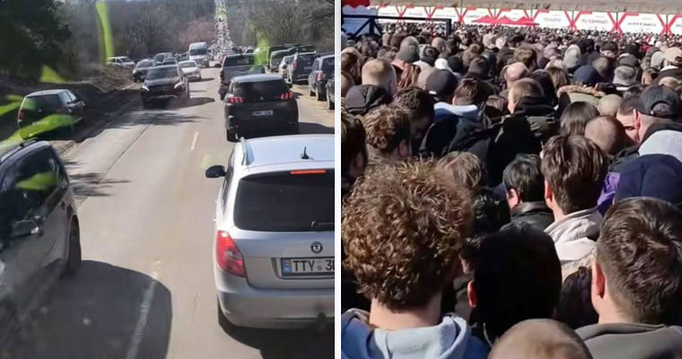 Толпа людей собралась в Кишиневе на Балканском шоссе: ждали розыгрыша авто.